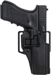 BLACKHAWK Serpa CQCホルスター GLOCK 17/18C用（黒・ハンドガンを入れた状態）